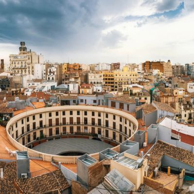 Luftbild Panoramablick auf die Altstadt von Valencia vom Turm Santa Caterina